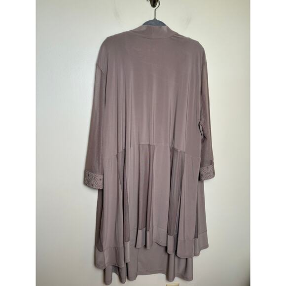 R&M Richards Mesh Panel Jacket Dress Size 3X Taupe Knee Length Elegant Cocktail - Picture 4 of 14